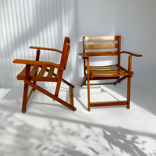 Brown Vintage Deck Chairs by Reguitti for Fratelli Reguitti, 1970s, Set of 2 For Sale - Image 8 of 8
