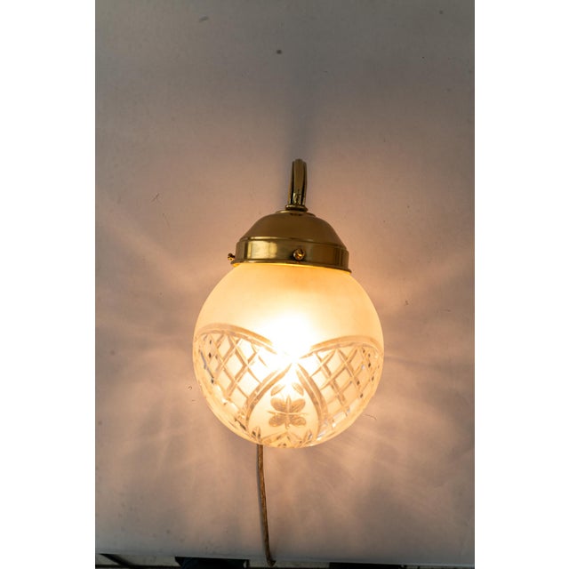 Antique Wall Lamps with Cut Glass Shades, 1890s, Set of 2 For Sale - Image 10 of 18