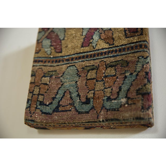 Old New House Decorative Cork Board Antique Kerman Rug Fragment Art For Sale - Image 4 of 11