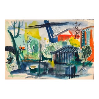 1952 Robert Colborne MCM Landscape Painting For Sale