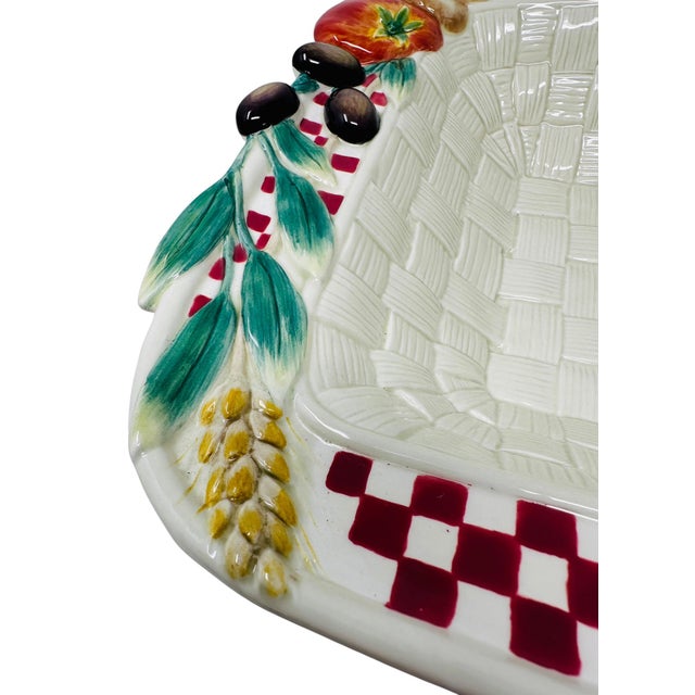 Fitz and Floyd Vintage Fitz & Floyd Essentials Papa Paisano Square Bowl, 13" For Sale - Image 4 of 14