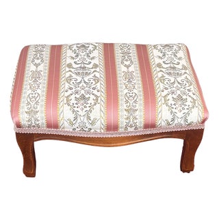 Louis Philippe Charles X Style Wooden Stool with Fabric Cover, 1960s For Sale