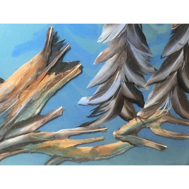 Blue Multi Media 3d Bald Eagle in Flight Shadow Box Framed 37" X 33" For Sale - Image 8 of 13