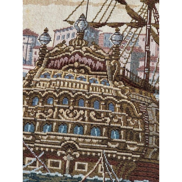 Vintage French Style Jacquard Port of Venice Tapestry in the style of Aubusson, 1970s For Sale - Image 18 of 18