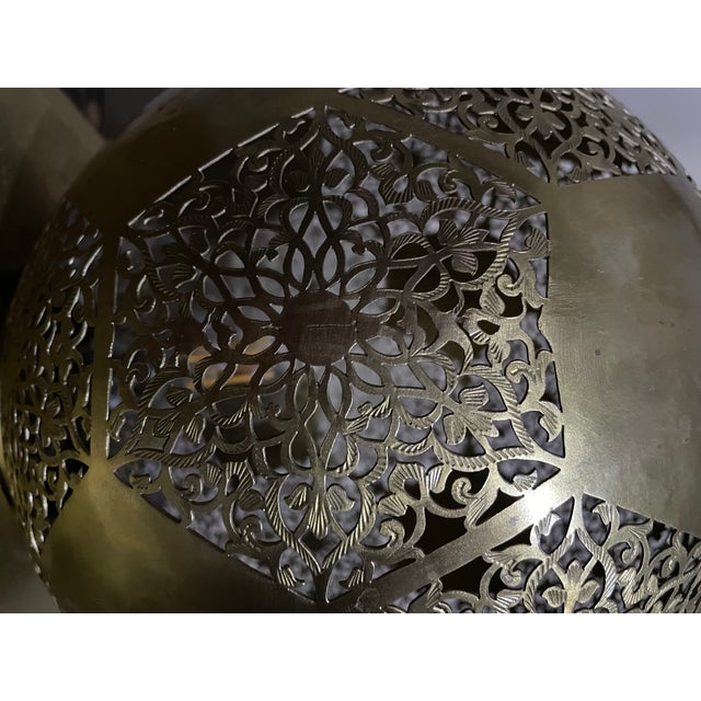 Moroccan Handmade Brass Table Lamp – Warm & Romantic Glow For Sale - Image 4 of 6