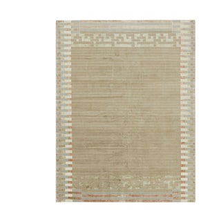 Rug & Kilim’s Austrian Art Deco Style Rug With Stripes and Geometric Patterns For Sale