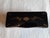 Napoleon III style box, black lacquered wood and gilt brass, glove box, mahogany interior, height: 8.5 cm, length and...