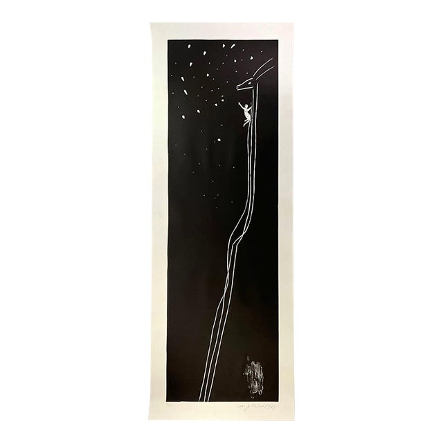 Mimmo Paladino Huge Italian Neo Expressionist Mimmo Paladino Linoleum Block Print Atlantico 1987 For Sale