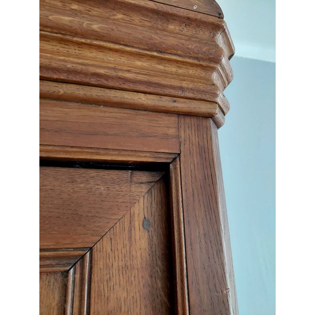 ​Antique 19th Century French Provincial Fruitwood Armoire With Bonnet Top For Sale - Image 10 of 12