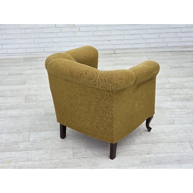 Wood Vintage Danish Relax Chair in Light Green Furniture Wool, 1950s For Sale - Image 7 of 18