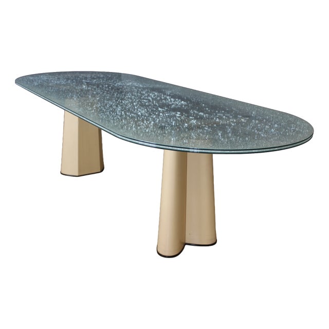 Vintage Dining Table with Broken Glass Effect Top, 1970 For Sale
