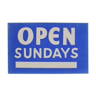 Open Sundays Vintage Sign For Sale