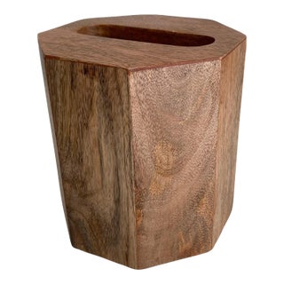 Hexagon Wood Tissue Box - Bohemian Cottagecore Bathroom Decor For Sale