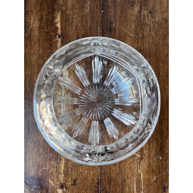Vintage Etched and Cut Crystal Glass Rose Bowl 6" For Sale - Image 9 of 10