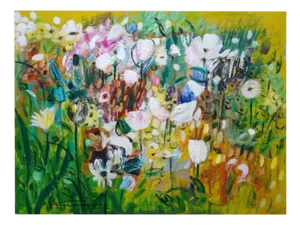Uldis Krauze, Bright Flowers in the Garden, 2000s, Oil on Board