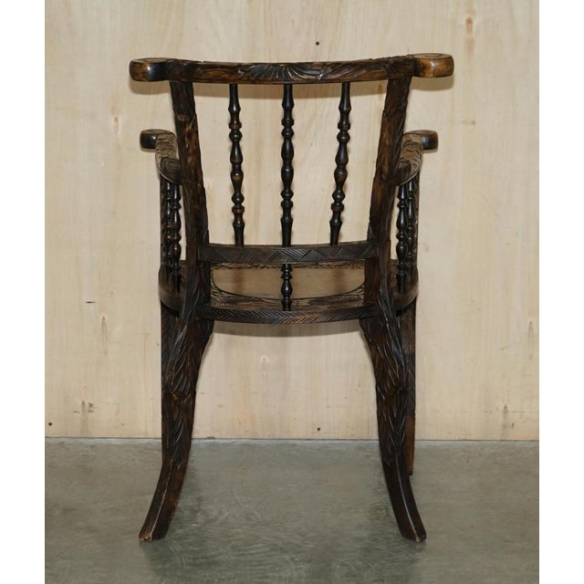 Antique Japanese Armchair with Floral Carving from Liberty's London, 1905 For Sale - Image 12 of 17