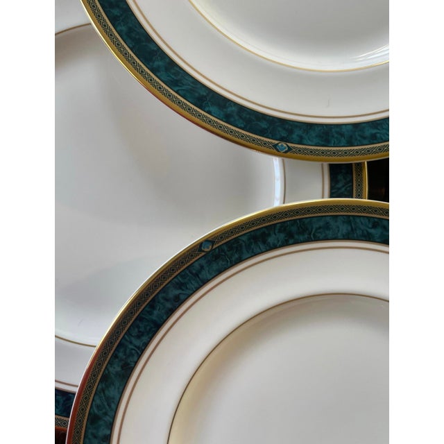 Royal Doulton 1990s Royal Doulton Green Dinner Plates in Biltmore Pattern - Set of Nine (9) For Sale - Image 4 of 9