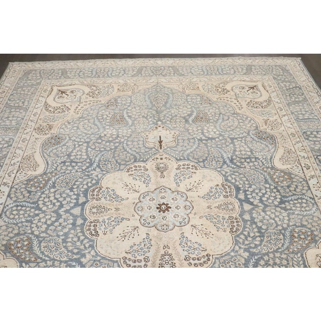 Persian Vintage Blue Persian Tabriz Medallion Carpet - 9'5" x 12'3" For Sale - Image 3 of 10