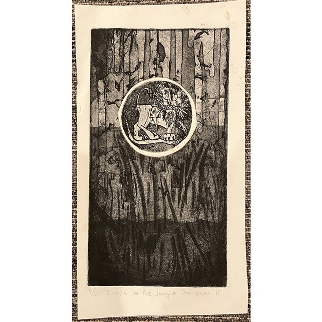 Mid-Century Modern 1975 Bungle in the Jungle Etching by Thompson For Sale - Image 3 of 3
