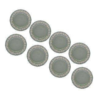 Wedgwood Cream on Celadon Bread Plates - Set of 8 For Sale