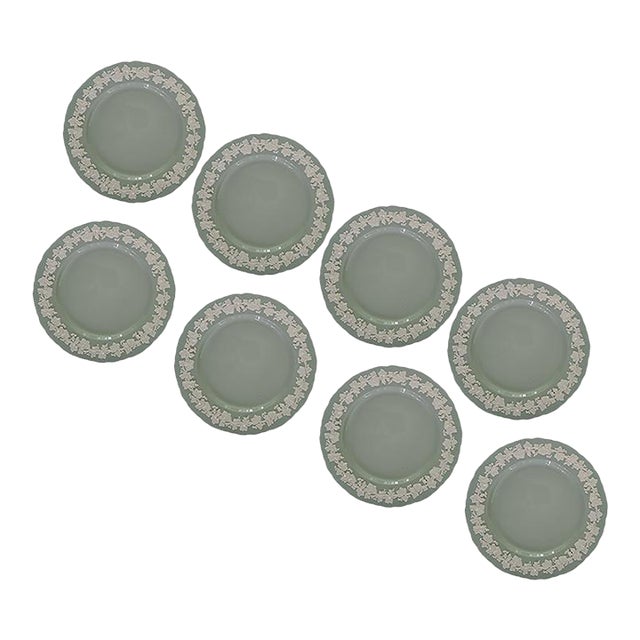 Wedgwood Cream on Celadon Bread Plates - Set of 8 For Sale