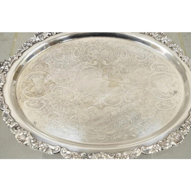 Poole Silver Co. Vintage Epca Bristol Silver by Poole 73 16 Silver Plated Oval Platter Bar Tray For Sale - Image 4 of 11