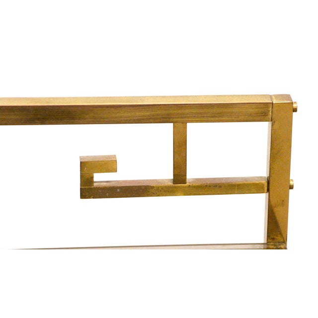 Brass Mid 20th Century Pair of Brass & Smoked Glass Art Deco Sofa End Tables For Sale - Image 8 of 11