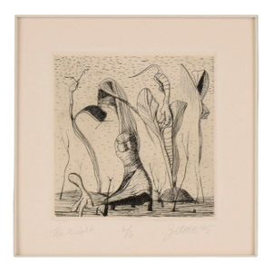 "The Weight" - 1975 Black and White Lithograph on Paper by Jim Crabb