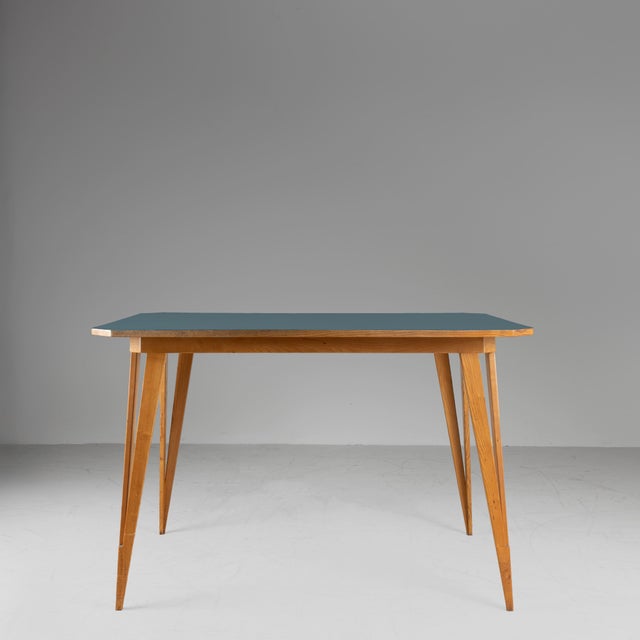 Rectangular Table with Blue Formica Top, 1950 For Sale - Image 3 of 14