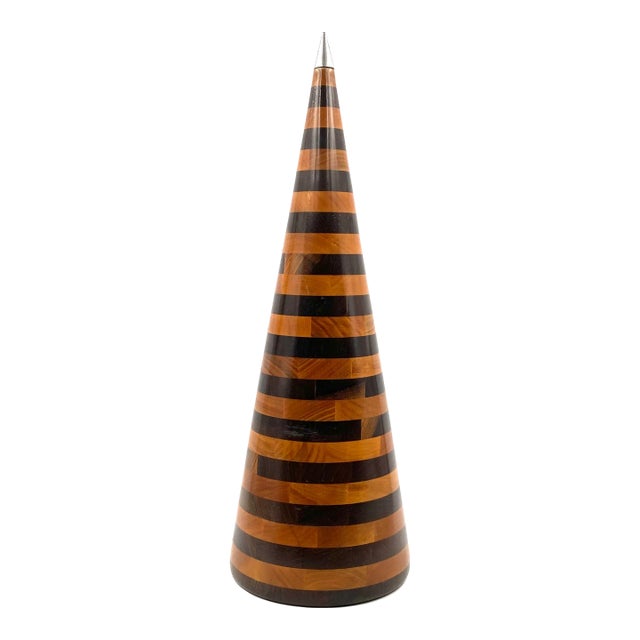 Conic Solid Wood Sculpture, Salmistraro Italy 1970s For Sale