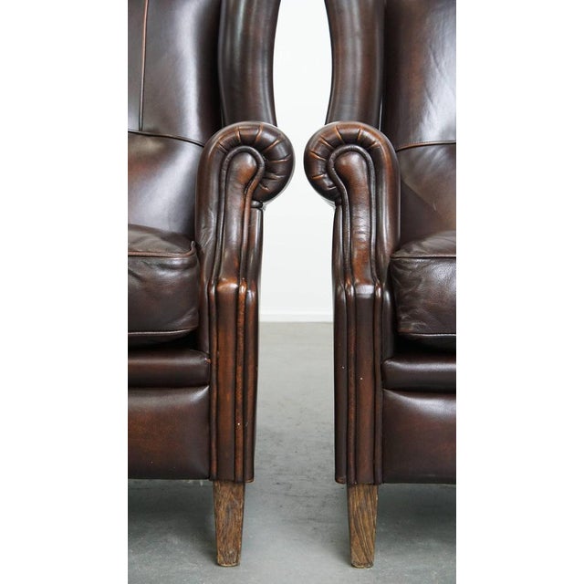 English-Style Wing Chairs in Cowhide, Set of 2 For Sale - Image 10 of 17