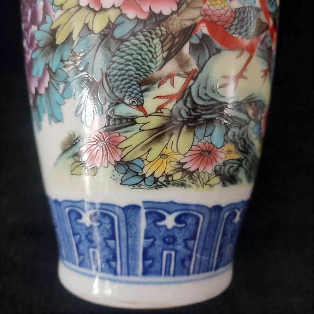 Chinese Ceramic Vase,Famille Rose Porcelain Vase Hand Painted Flowers and Birds Pattern For Sale - Image 9 of 11