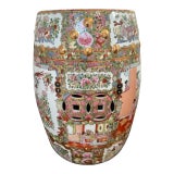 Vintage 1950s Famille Rose Medallion Garden Stool For Sale