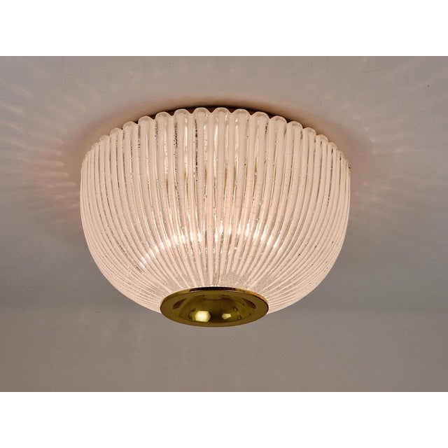 Large German Flushmount in Striped Bubble Glass and Brass from Limburg, 1970s For Sale - Image 6 of 18