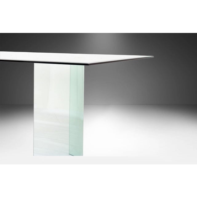 Fiam Italia 1980s Postmodern Beveled Glass Double Pedestal Dining Table For Sale - Image 4 of 11