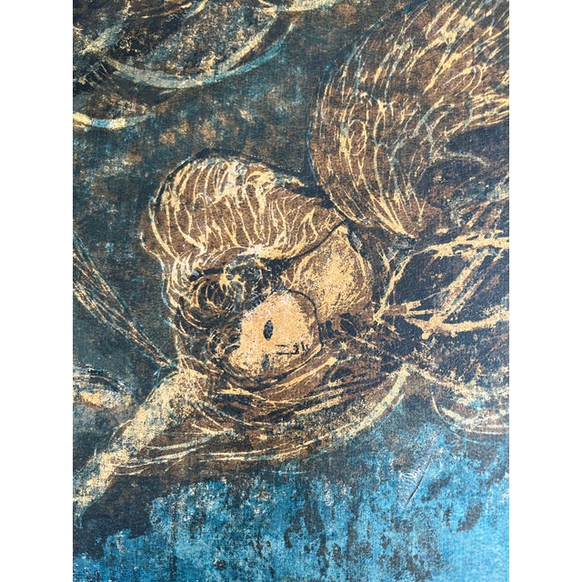 Blue Mid 20th Century Asian Art Abstract Painting, Framed For Sale - Image 8 of 11