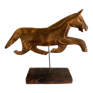 Vintage Hand Carved Wooden Folk Art Horse on Base