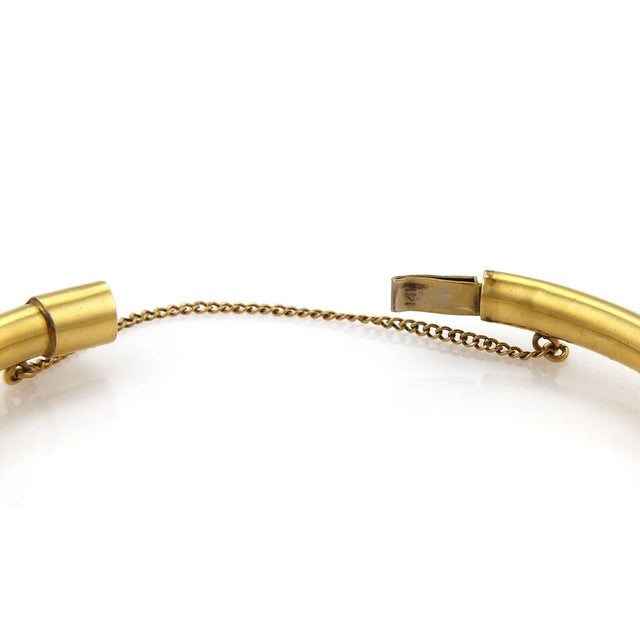 Mid 20th Century Mid 20th Century Turquoise & Seed Pearls 14k Yellow Gold Fancy Bangle Bracelet For Sale - Image 5 of 5