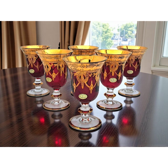 Glass Vintage Murano Glass Glasses, 1970s, Set of 6 For Sale - Image 7 of 8