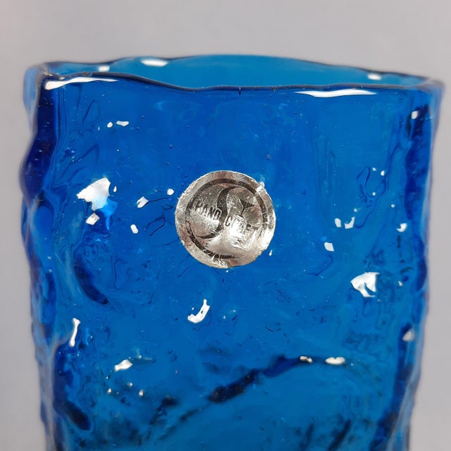 Transparent Blue Bark Design Glass Vase from Kosta, Sweden, 1970 For Sale - Image 14 of 17