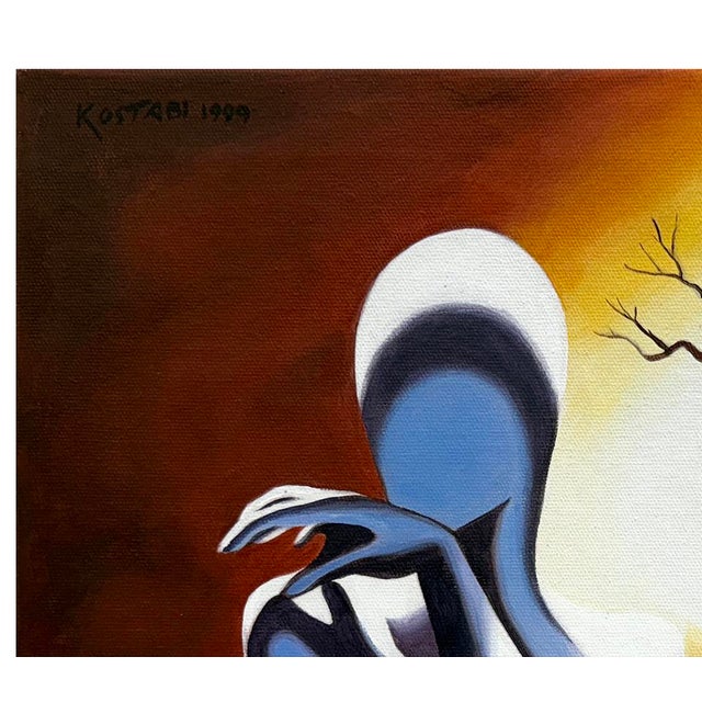 Original oil painting on canvas. Hand signed and dated on front; hand signed, titled and date on verso by Mark Kostabi....