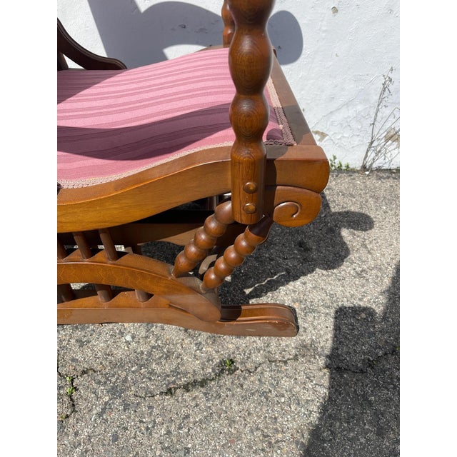 Early 20th Century Antique Traditional Spindle Wood Rocking Chair For Sale - Image 9 of 10