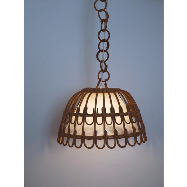 Vintage Rattan Bell Pendant Lamp, 1950s For Sale - Image 14 of 18