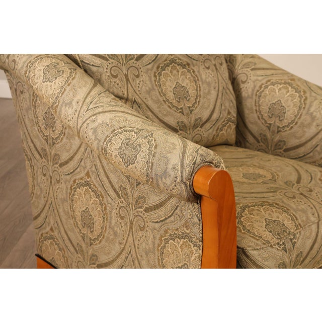 Green Sherrill Biedermeier Style Upholstered Armchair With Exposed Wood Frame For Sale - Image 8 of 18