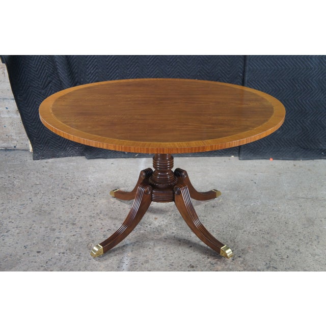 Late 20th Century Baker Historic Charleston Regency Style Mahogany Round Dining Center Table 48" For Sale - Image 13 of 13