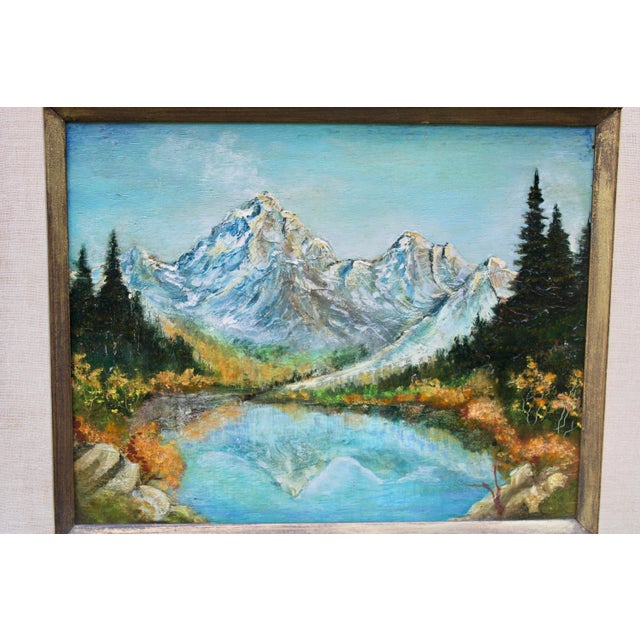 An outstanding original oil painting on wood board. The frame is hand carved, made of wood that has been painted a subtle...