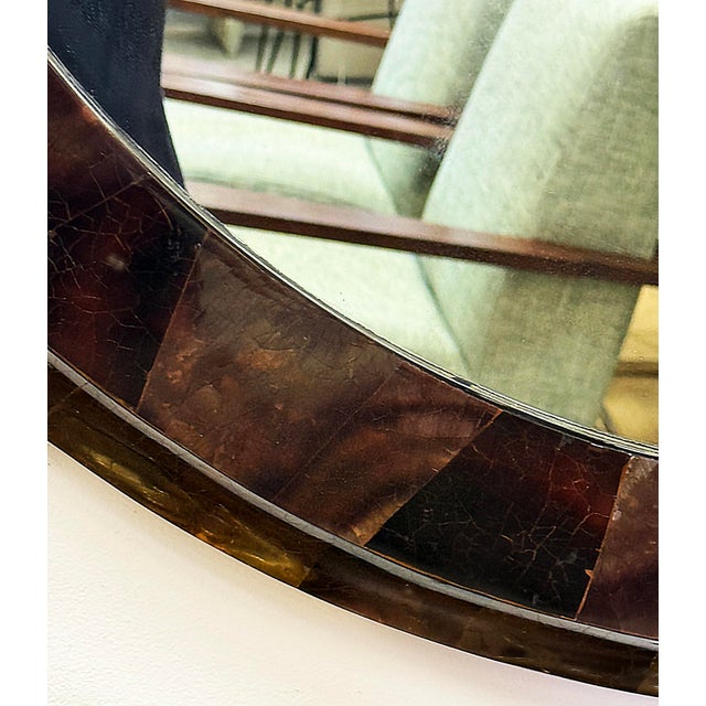 Modern Large Maitland Smith 1980s Tessellated Shell Mirror, Tortoise Shell Finish For Sale - Image 3 of 6