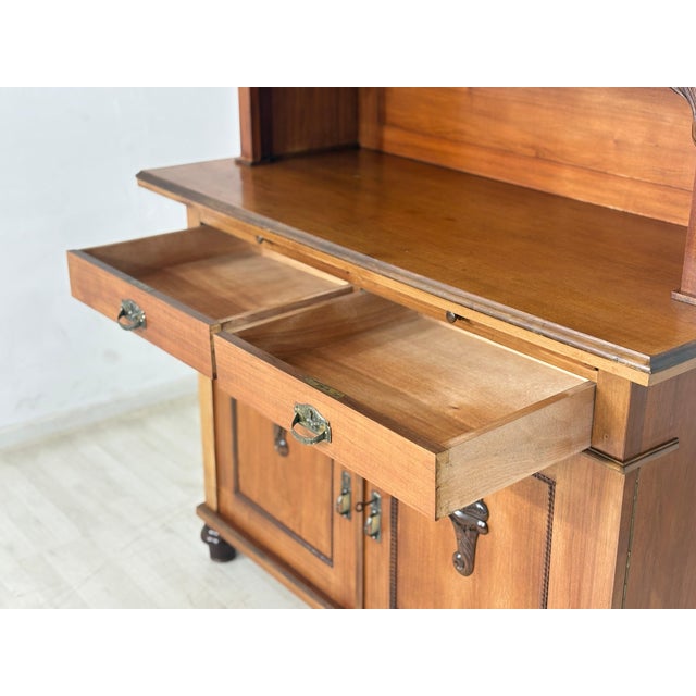 Brown Antique Art Nouveau Kitchen Cabinet in Oak & Pine, 1900s For Sale - Image 8 of 15