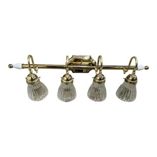 Vintage Victorian Style Fluted Glass Shades Vanity Bathroom Wired Wall Sconce For Sale