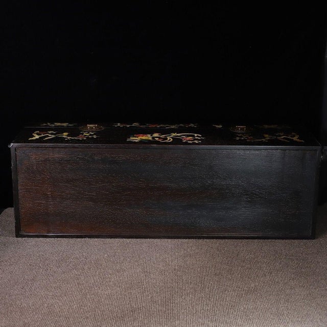 Large Vintage Zitan Wood Treasure Box With Mother-of-Pearl Bird & Floral Inlay For Sale - Image 10 of 10